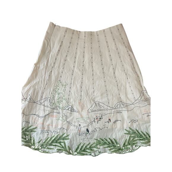Basil Maude‎ Skirt Sz 10 A Line Beaded Sequin Tropical Beach Scene Hawaiian - Picture 3 of 6